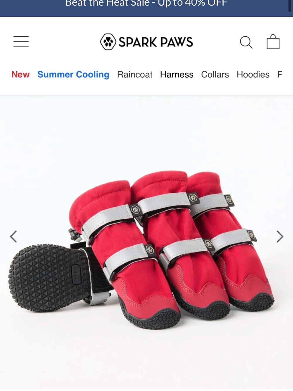 Sparkpaws Waterproof Dog Boots with Reflective Straps size 6